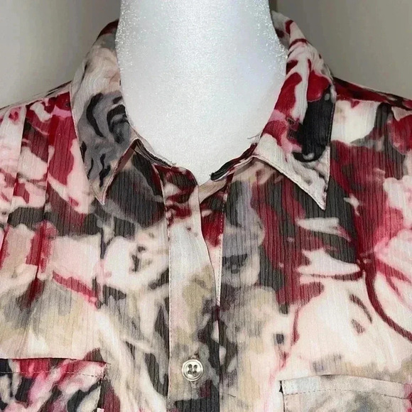 Liz Claiborne Sheer Floral Printed Blouse​​ - Picture 4 of 10
